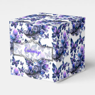 Cosmic Sparkle Butterflies Pattern Cube Favor Box