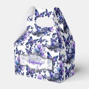 Cosmic Sparkle Butterflies Pattern Gable Favor Box