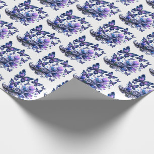 Cosmic Sparkle Butterflies Pattern Wrapping Paper