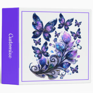 Cosmic Sparkle Butterflies White Binder