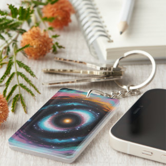 Cosmic Spiral Galaxy Keychain