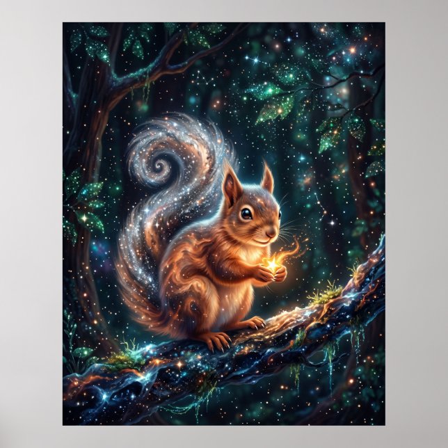 Cosmic Squirrel Gathering Star Seeds Poster (Front)