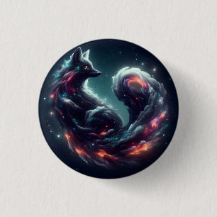 Cosmic Starlight Fox Spirit Fantasy Animal 1 Inch Round Button