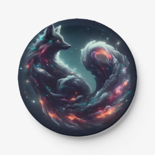Cosmic Starlight Fox Spirit Fantasy Animal Paper Plate