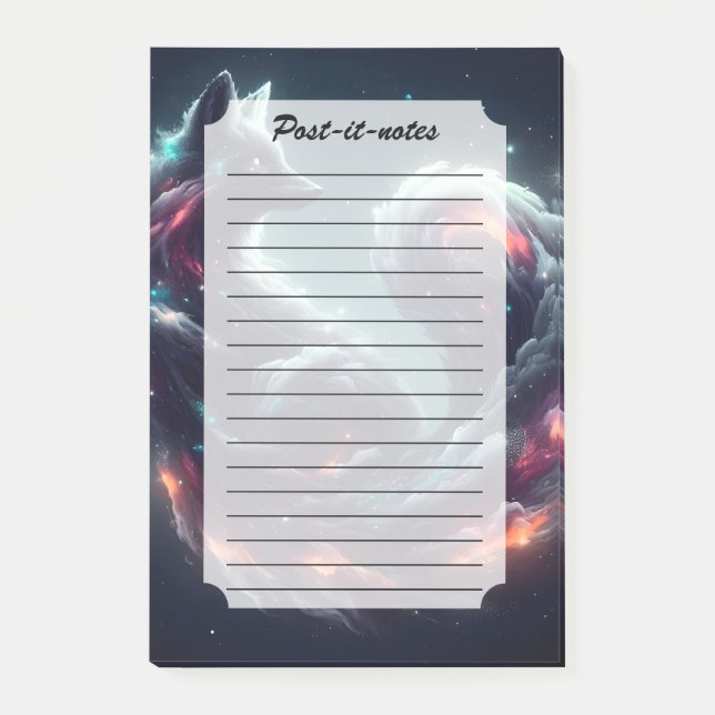 Cosmic Starlight Fox Spirit Fantasy Animal Post-it Notes (Front)