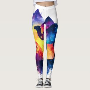 Cosmic Starry Night Egyptian Camel Landscape Leggings