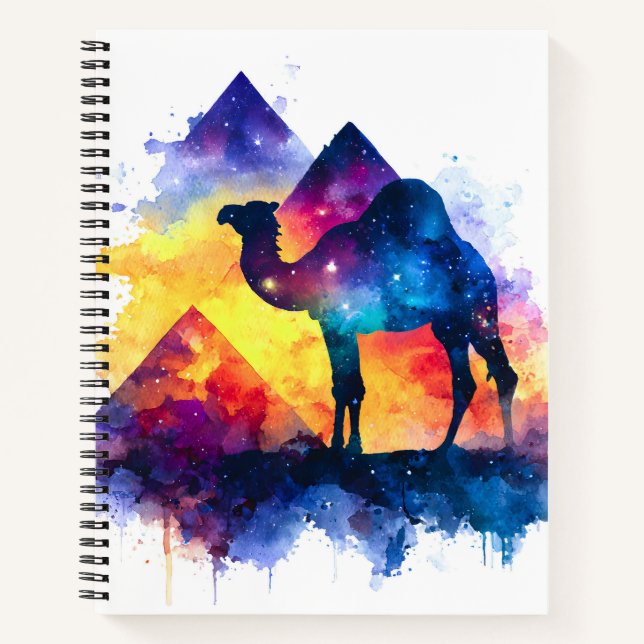 Cosmic Starry Night Egyptian Camel Landscape Notebook (Front)