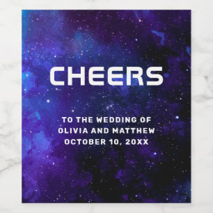 Cosmic Starry Night Wedding   Celestial Galaxy Wine Label