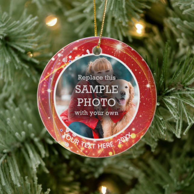 Cosmic Stars, Two Photo, Two Sided Ceramic Ornament (Tree)