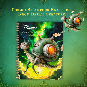 Cosmic Steampunk Snailbird – Neon Dream Creature.  Planner