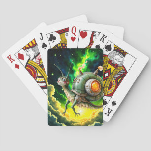 Cosmic Steampunk Snailbird – Neon Dream Creature. Playing Cards