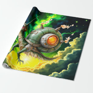 Cosmic Steampunk Snailbird – Neon Dream Creature.  Wrapping Paper