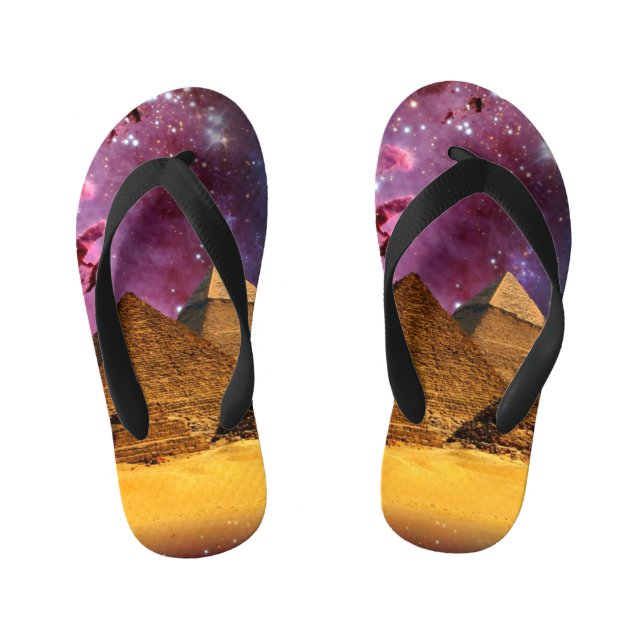 cosmic storm above egypt kid's flip flops (Footbed)