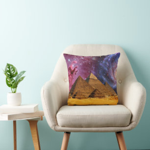 cosmic storm above egypt throw pillow