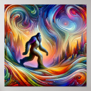 Cosmic Stride: Bigfoot's Vivid Journey Poster