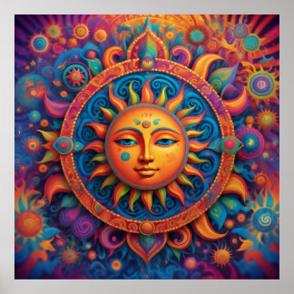 Cosmic Sun: A Psychedelic Tapestry - Poster
