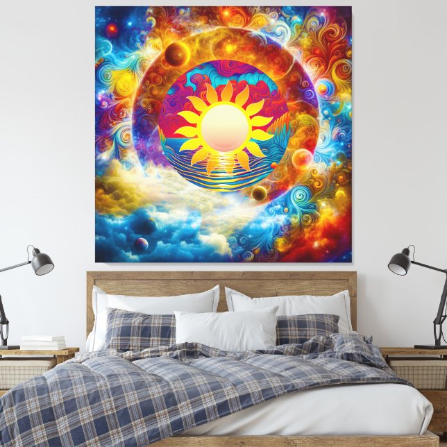 Cosmic Sun Canvas Print (Insitu(Bedroom))