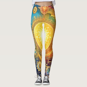 Cosmic Sun Mandala Art Leggings