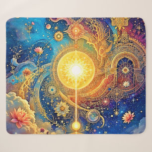Cosmic Sun Mandala Art Sherpa Blanket