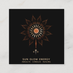 *~* Cosmic Sun Rays Energy Glow Stars Square Business Card