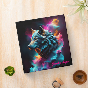 Cosmic Surreal Fantasy Wolf Custom Abstract Art  Binder