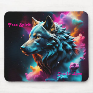 Cosmic Surreal Fantasy Wolf Custom Abstract Art  Mouse Pad