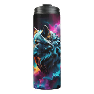 Cosmic Surreal Fantasy Wolf Custom Abstract Art  Thermal Tumbler