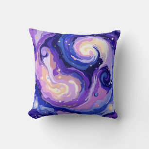 Cosmic Swirl: Abstract Galaxy Nebula Pattern Throw Pillow