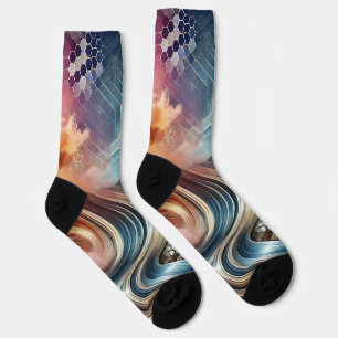 Cosmic Swirl Abstract Socks