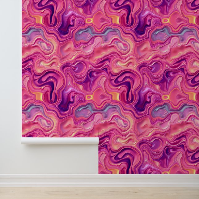 Cosmic Swirl: Mesmerizing Liquid Marble Abstract Wallpaper (Application)