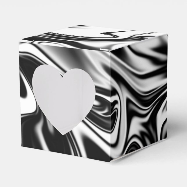 "Cosmic Swirl: The Black and White Marble Elegance Favor Box (Front Side)