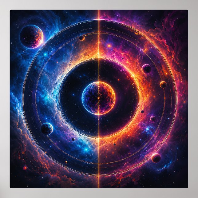 Cosmic Symphony Celestial Orbits and Nebulae Dance Foil Prints (Front)