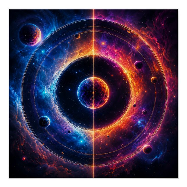 Cosmic Symphony Celestial Orbits and Nebulae Dance Poster (Front)