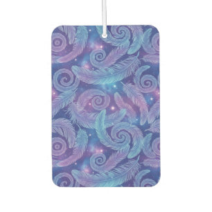 Cosmic Teal-Purple Feather Swirl Pattern Air Freshener