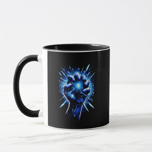 Cosmic Tension | Futuristic Energy Grip Art Mug (Left)