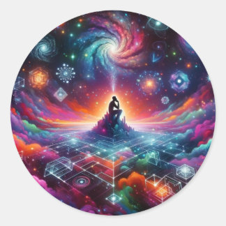 Cosmic thoughts classic round sticker