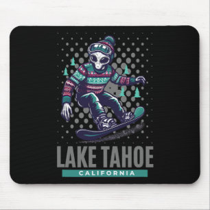 Cosmic Thrills - Alien Snowboarding In Lake Tahoe Mouse Pad