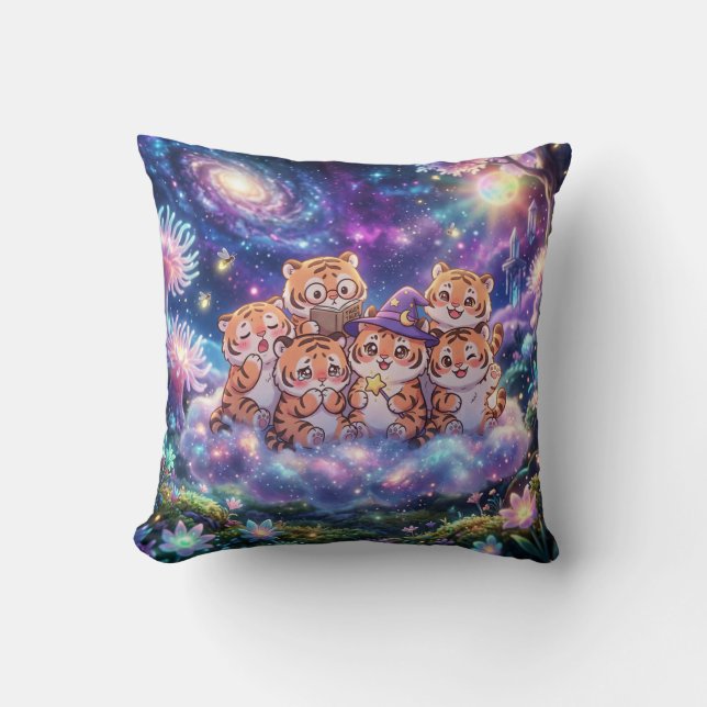 Cosmic Tiger Friends Galaxy Pillow (Front)