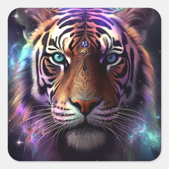 Cosmic Tiger Square Sticker (Front)