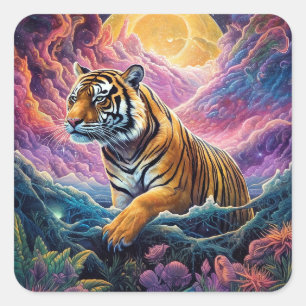 Cosmic Tiger Square Sticker