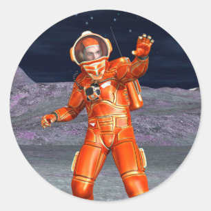 Cosmic Traveller Surreal Planet Landscape Art Classic Round Sticker