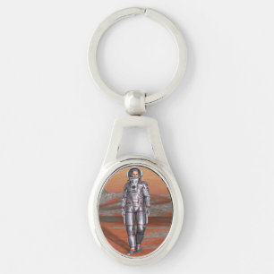 Cosmic Traveller Surreal Planet Landscape Art Keychain