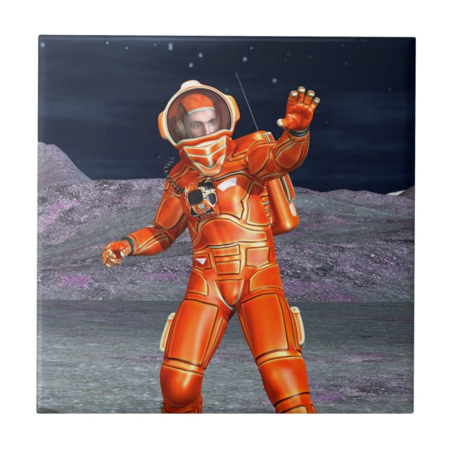 Cosmic Traveller Surreal Planet Landscape Art Tile (Front)