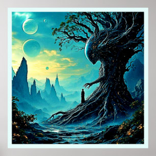 Cosmic Tree of Life Fantasy Poster