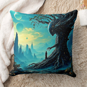 Cosmic Tree of Life Fantasy Throw Pillow