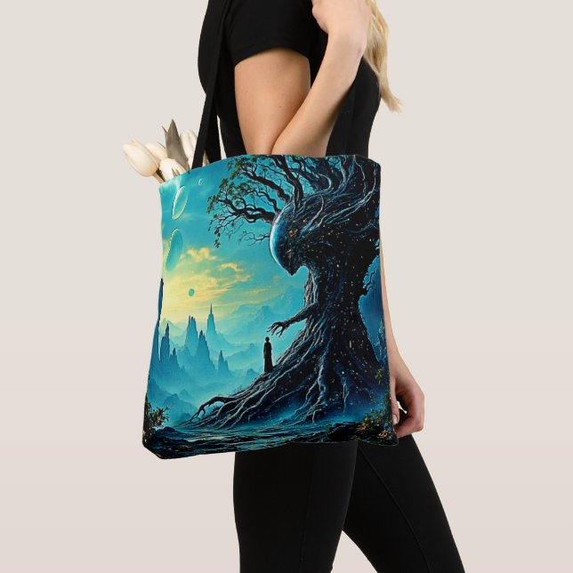 Cosmic Tree of Life Fantasy Tote Bag (Close Up)