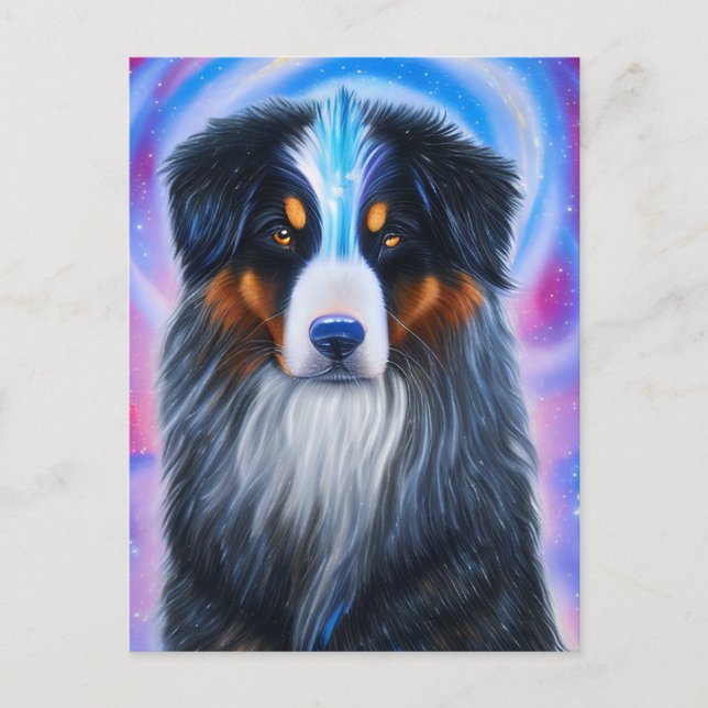 Cosmic Tri Colour Austrailian Shepherd Postcard (Front)