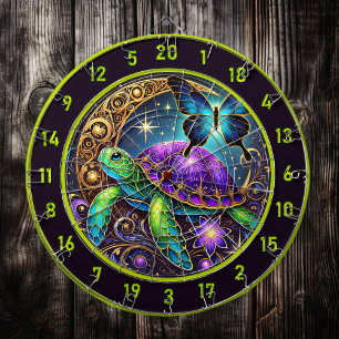 Cosmic Turtle and Butterfly Lodge Art Dartboard
