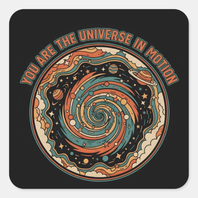 Cosmic Universe In Motion - Retro tee Square Sticker (Front)