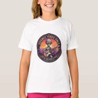 Cosmic Vibes Only | Funny Alien Rock Star T-Shirt